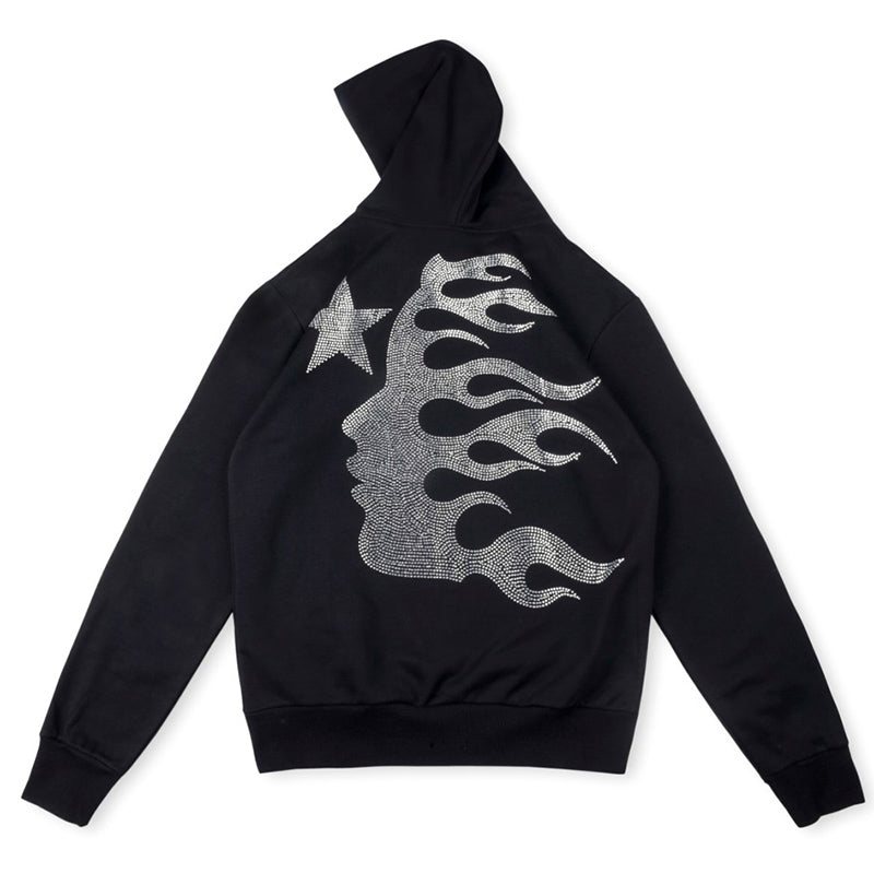 Hellstar vintage washed embroidered rhinestones hoodie