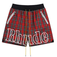 RHUDE Logo-Embroidered Checked Cotton-Flannel Drawstring Shorts