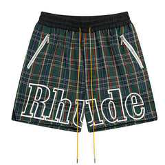 RHUDE Logo-Embroidered Checked Cotton-Flannel Drawstring Shorts