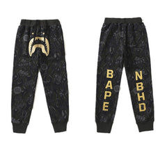 BAPE Gold BAPE Letter Pants