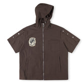 SAINT VANITY Embroidered Sporty Zipper Short-sleeved Jacket