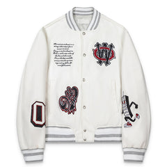 OFF WHITE Crystal Full Lea Varsity Jacket