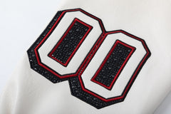 OFF WHITE Crystal Full Lea Varsity Jacket