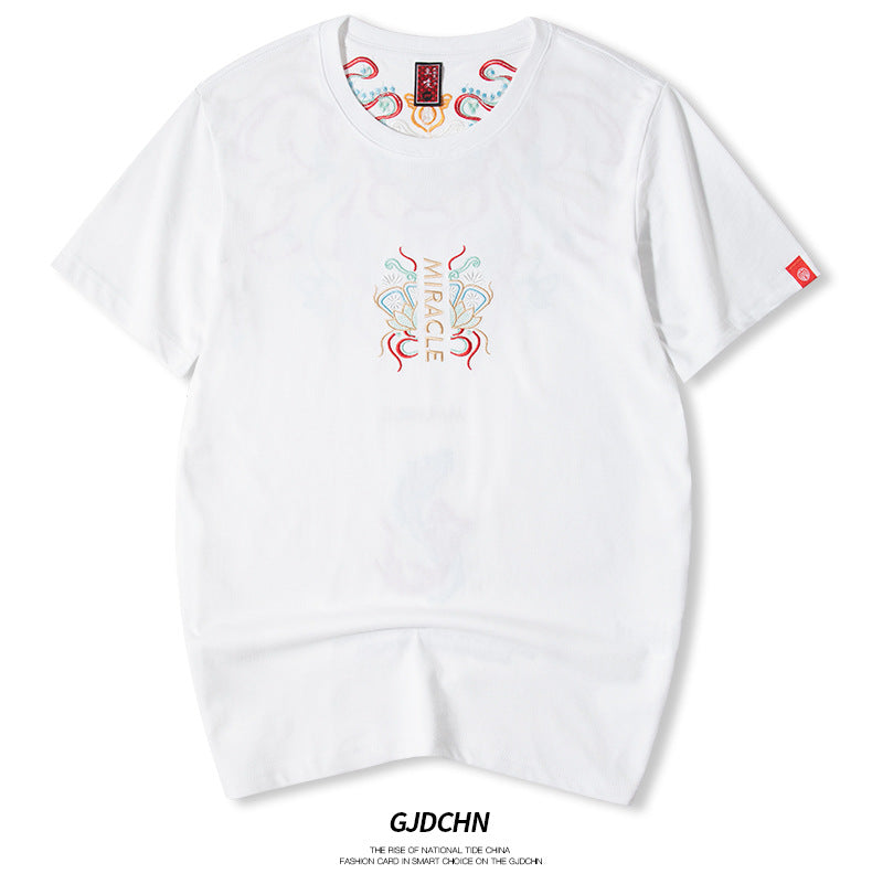 Chinese style men's carp embroidered shirt
