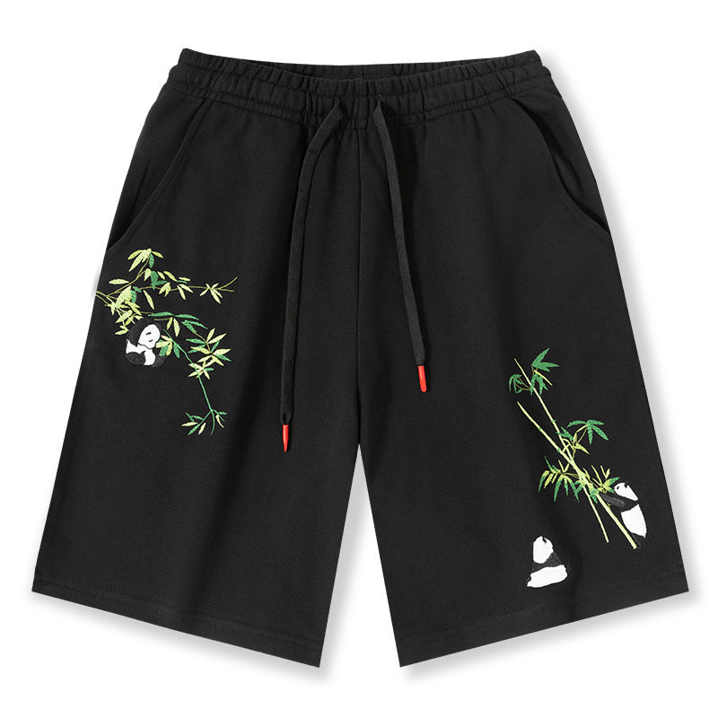 Panda Embroidered Casual Shorts