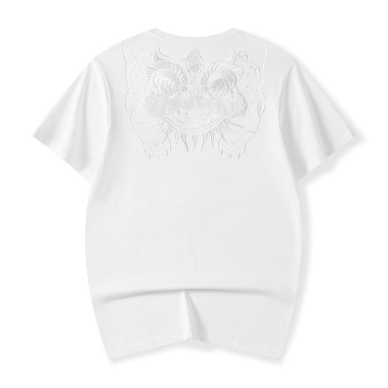 Three-dimensional lion embroidered shirt men