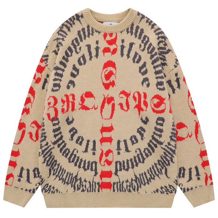 EVE Dark English alphabet jacquard Sweaters
