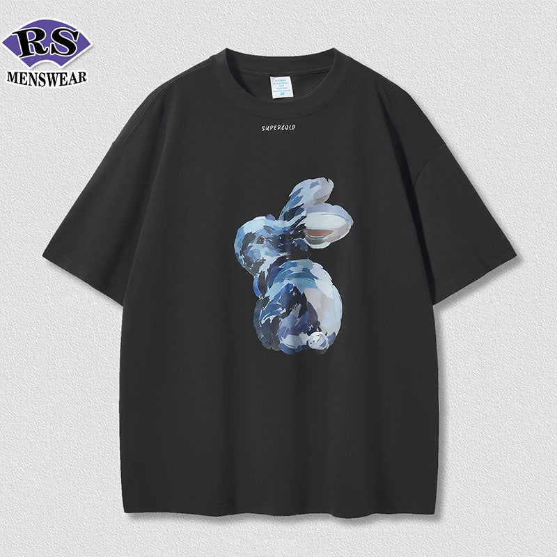RS oil painting bunny printing trendy brand T-Shirts
