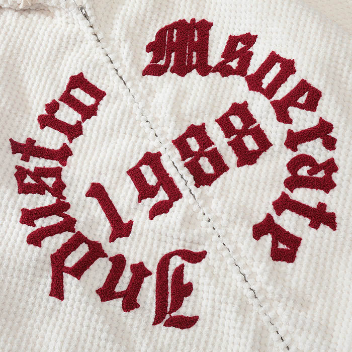 TIFO Embroidered Letter Cardigan Hoodie