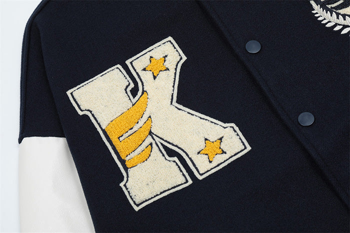 EVE Loose letter embroidered baseball jacket