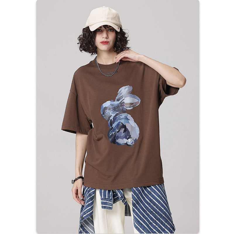 RS oil painting bunny printing trendy brand T-Shirts