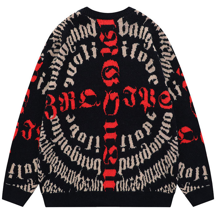 EVE Dark English alphabet jacquard Sweaters