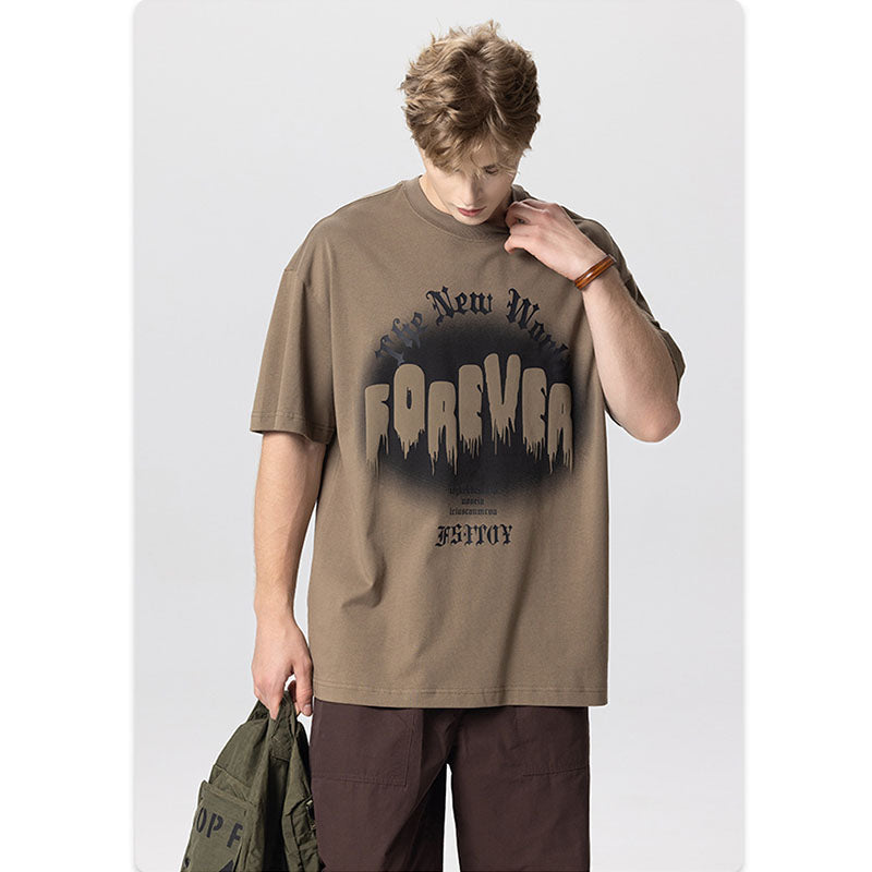 RS Suede foam loose trendy letter printing T-Shirts