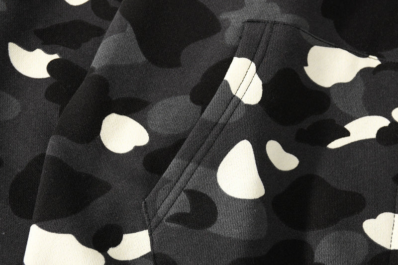 BAPE Glow Camo Shark Wide Full Zip Double Hoodies