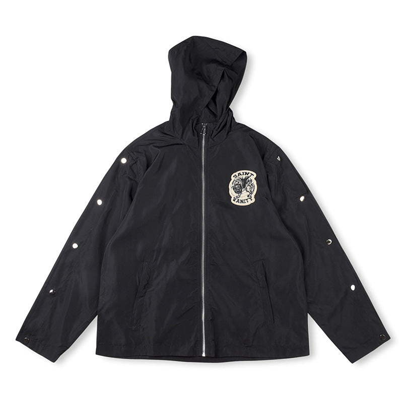 SAINT VANITY  Nylon Hooded Track Jacket “Black”