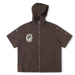 SAINT VANITY Embroidered Sporty Zipper Short-sleeved Jacket