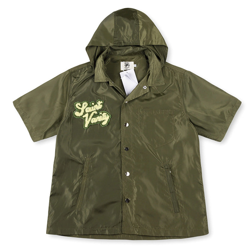 SAINT VANITY Embroidered Sporty Zipper Short-sleeved Jacket