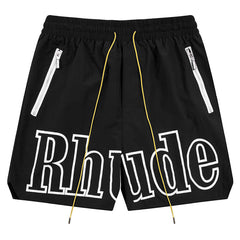 RHUDE 3M Reflective Letters Mesh Drawstring Shorts